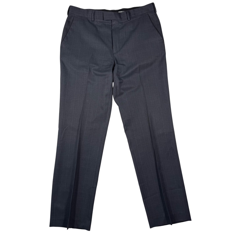 Perry Ellis Portfolio Men's 34x32 Gray Glen Dress Pants Flat Front Business Suit
